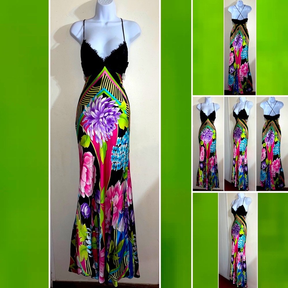 Cache Floral Mermaid Silk Dress